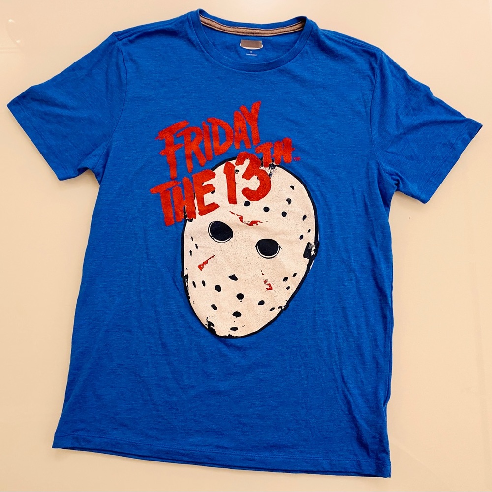 Friday The 13th Movie Heather Blue T-shirt with Jason Hockey Mask